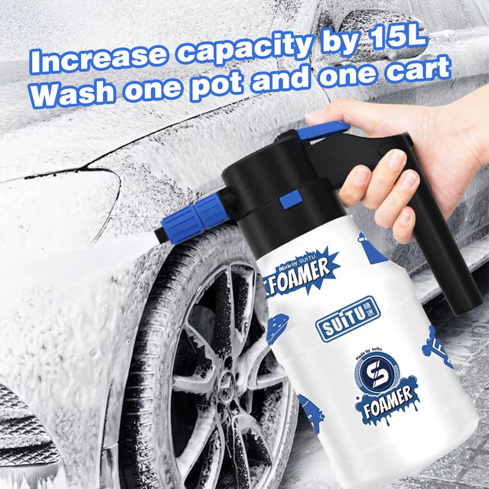 1.5L Car Wash Spray Bottle Electric Foam Sprayer Handheld Sprayer Watering Can Lithium Battery Lance Car Home Cleaning Supplies