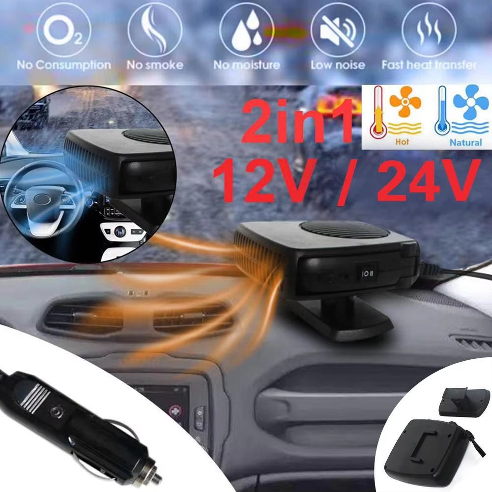 Electric Car Heater12V/24V 200W Cooling Heating Fan 2 in 1 Portable Car Heating Fan Windshield Demister Defroster for Car T Y8T7