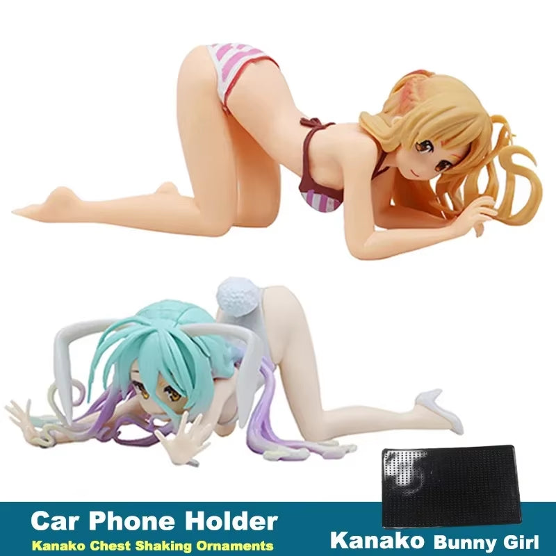 Car Phone Holder Car Dashboard Decoration Interior Bikini Beach Bunny Girl Cartoon Anime Cute Kanako Chest Shaking Ornaments